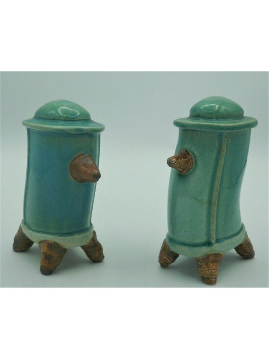 TT Japan Other - Hand Painted Salt and Pepper Shakers Teal Brown Ceramic Large 4.5 IN TT Japan